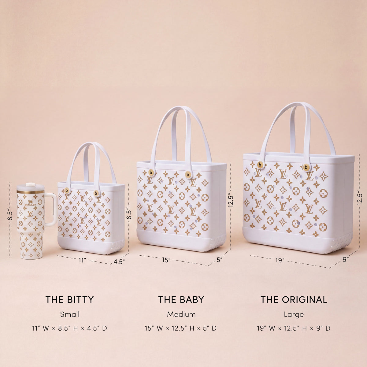 White size comparison — Bitty, Baby, Original