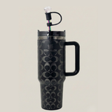 40oz Holographic Monogram Tumbler – Black & Silver