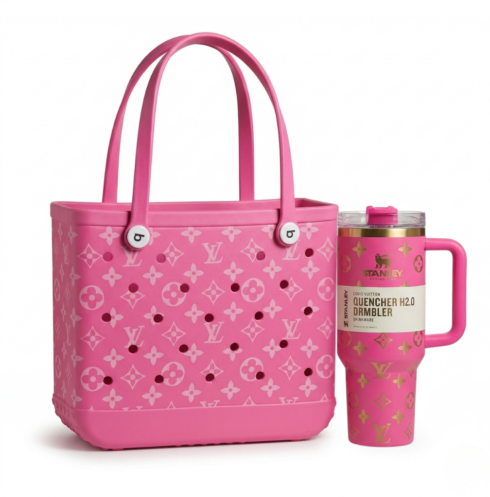 LuxeCarry Tote & 40oz Tumbler Duo Set – Waterproof Beach Bag Bundle