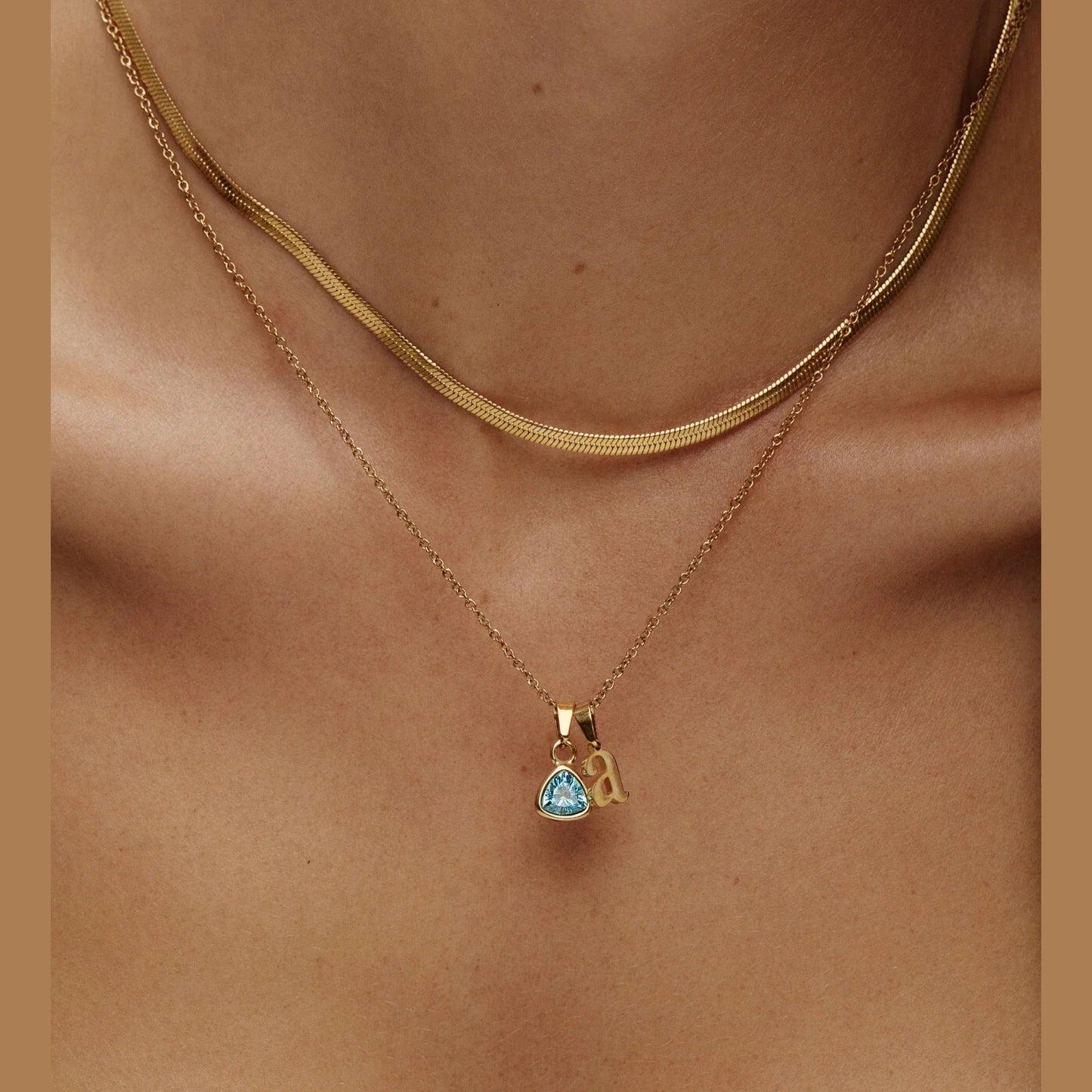Cursive Initial & Birthstone Necklace