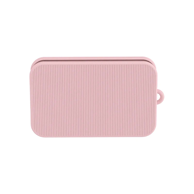 Pink silicone phone holder for compatible EVA beach totes, shown on a white background