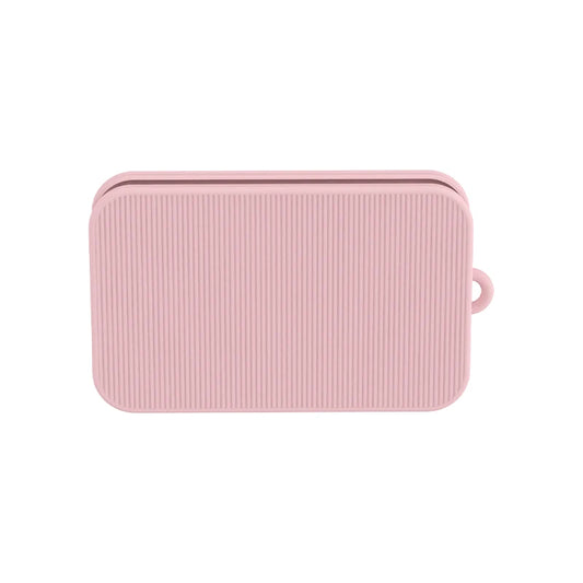 Pink silicone phone holder for compatible EVA beach totes, shown on a white background