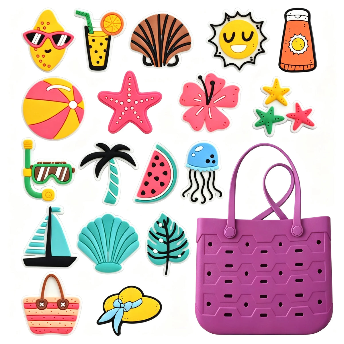 Beach Icons Bag Charms – Soft PVC Decorative Pin