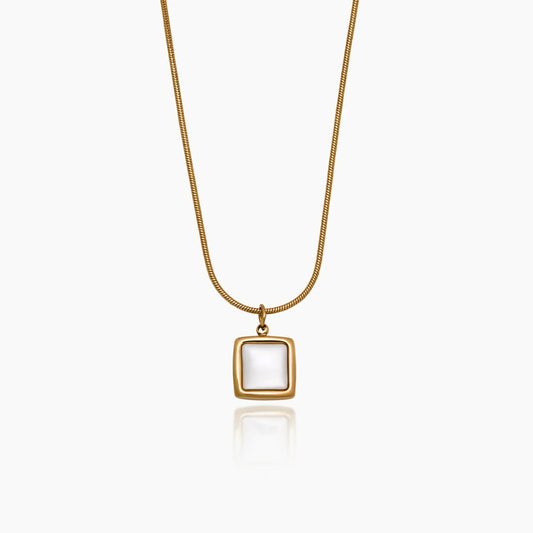 Mother of Pearl Square Pendant Necklace