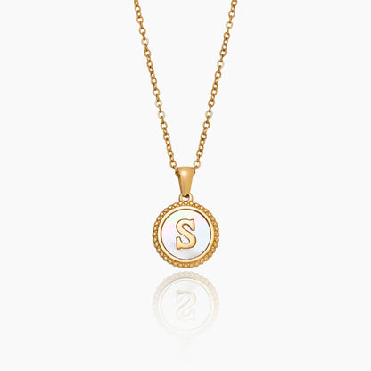 Mother Of Pearl Initial Pendant Necklace