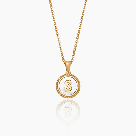 Mother Of Pearl Initial Pendant Necklace