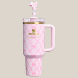40oz Tumbler with Handle & Straw – Pink Bow Edition