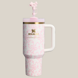 40oz Tumbler with Handle & Straw – Chantilly Bow Edition