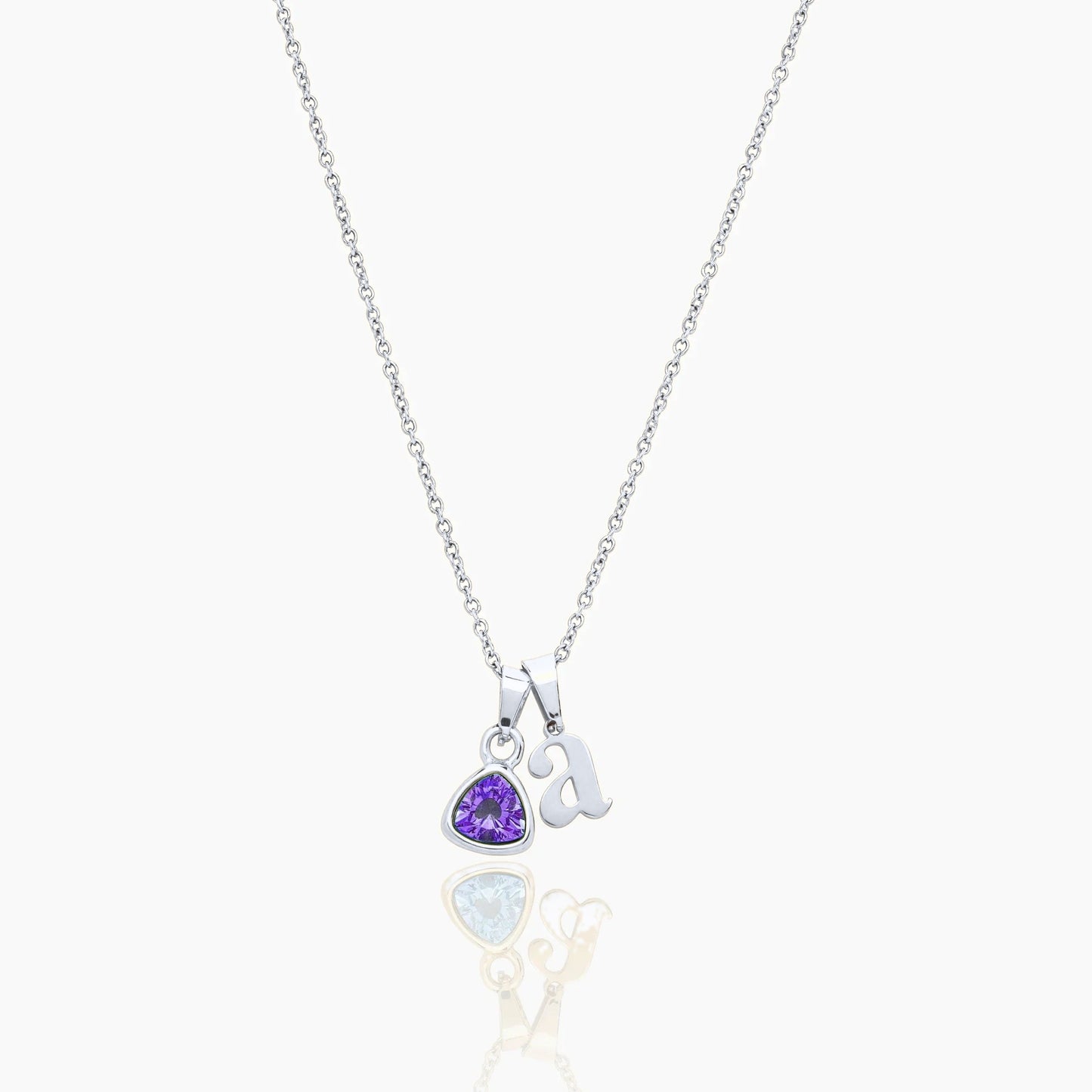 By Heart Initial & Birthstone Necklace — Silver / Jun-Alexandrite