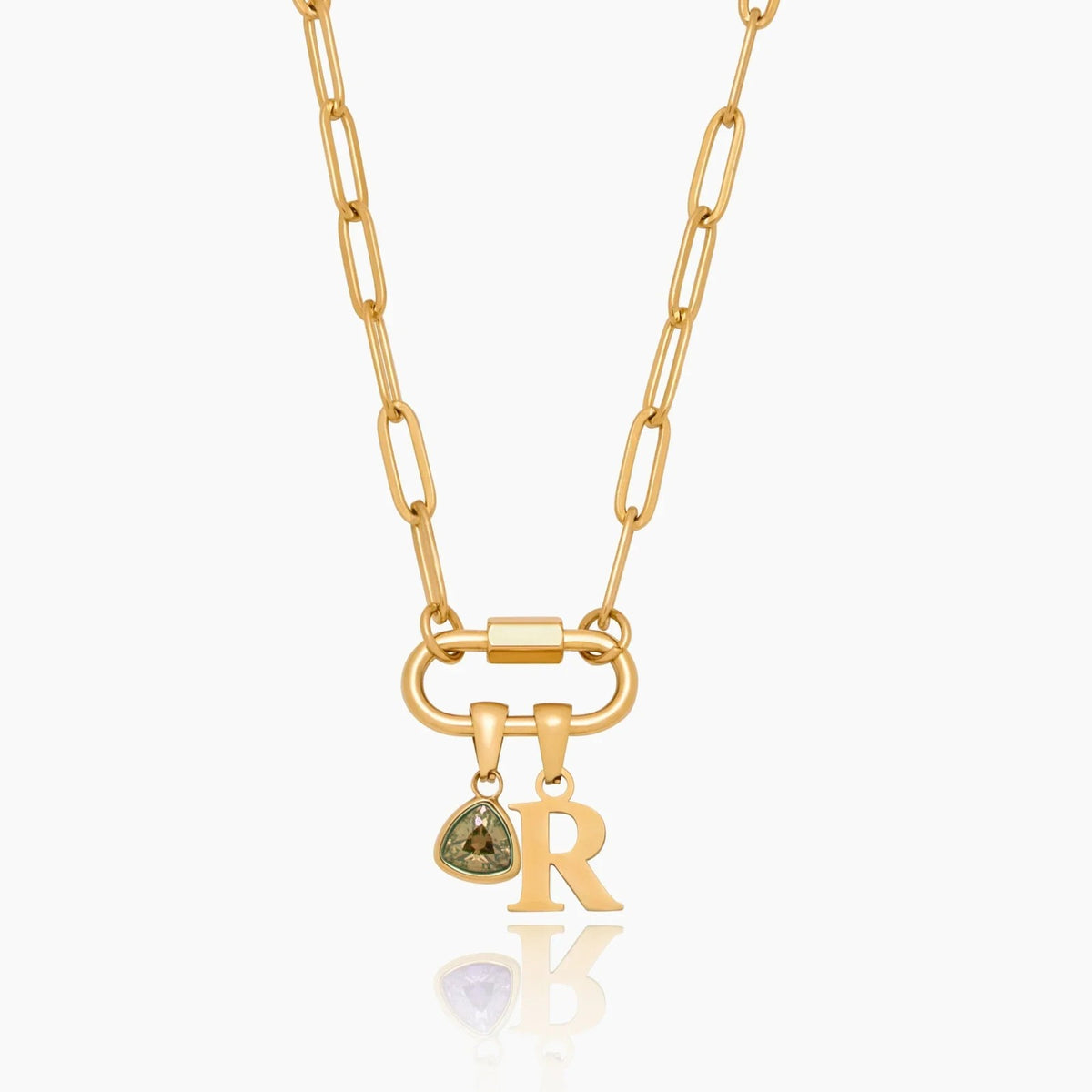 carabiner-charm-lock-necklace-with-initial-birthstone — Gold / Nov-Citrine