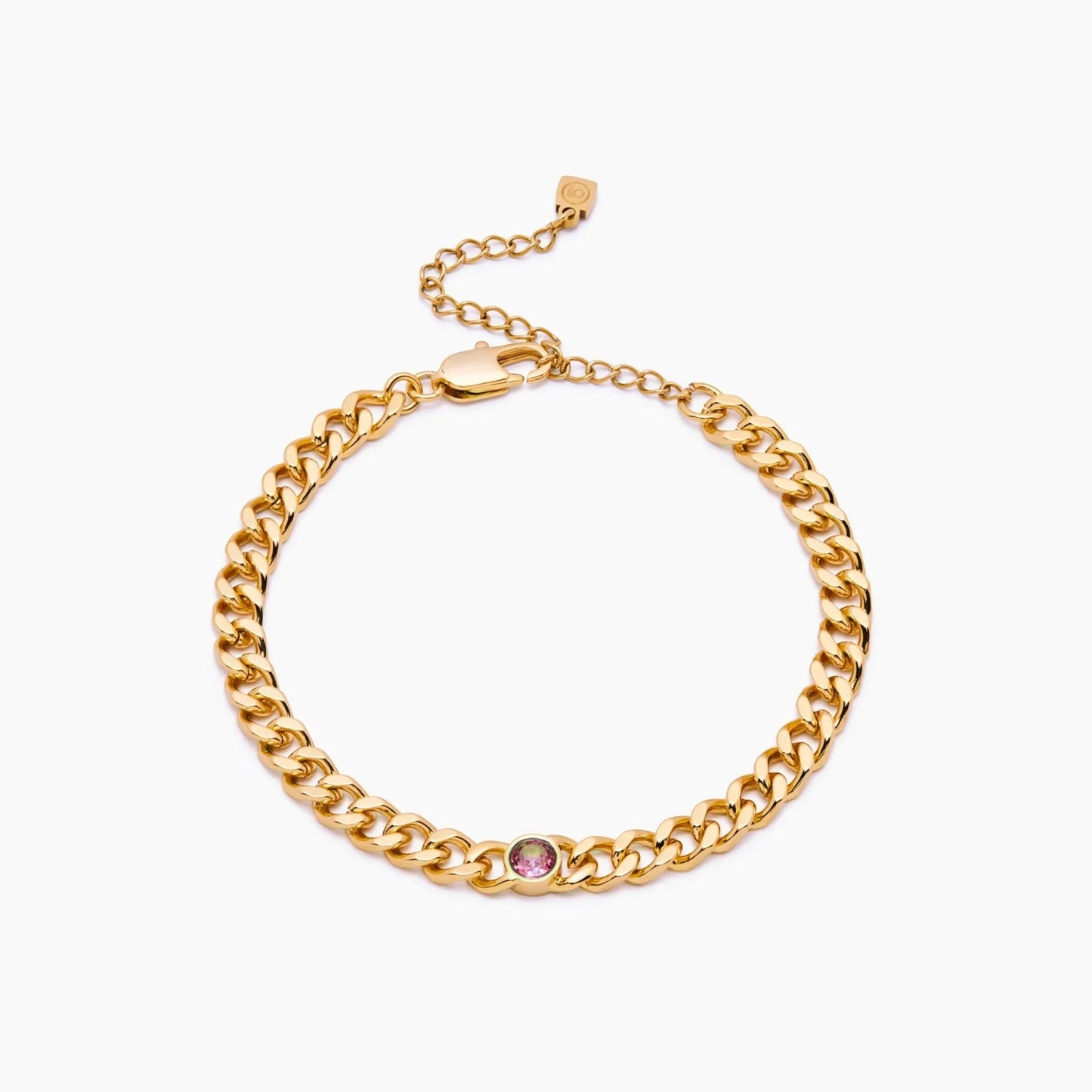 curb-chain-birthstone-bracelet — Gold / Jul-Ruby