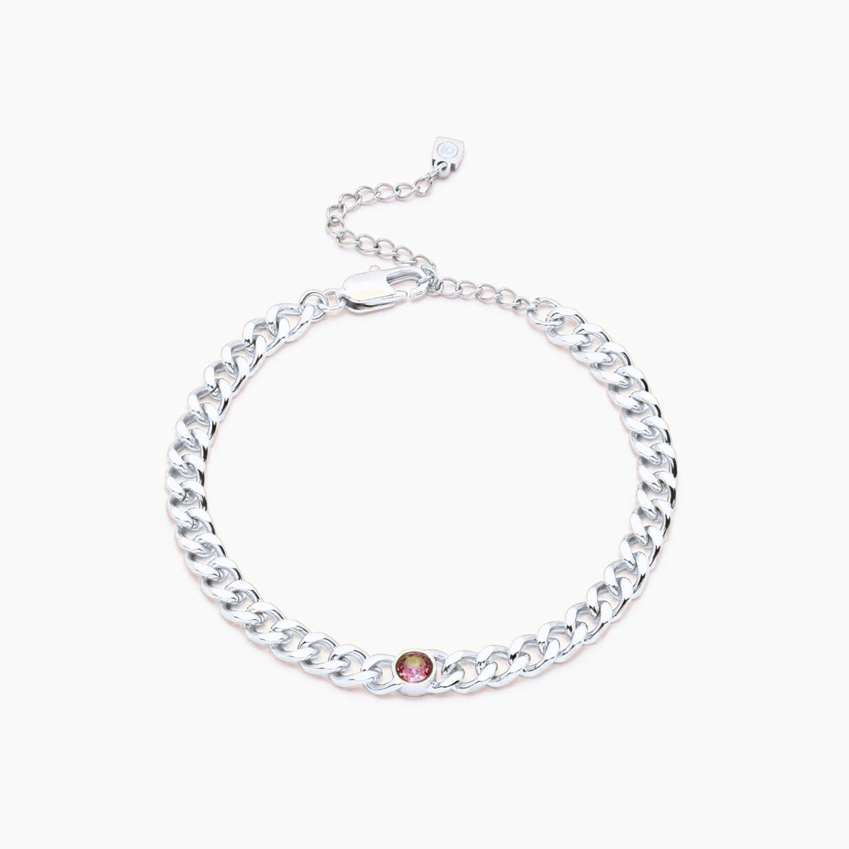 curb-chain-birthstone-bracelet — Silver / Jul-Ruby