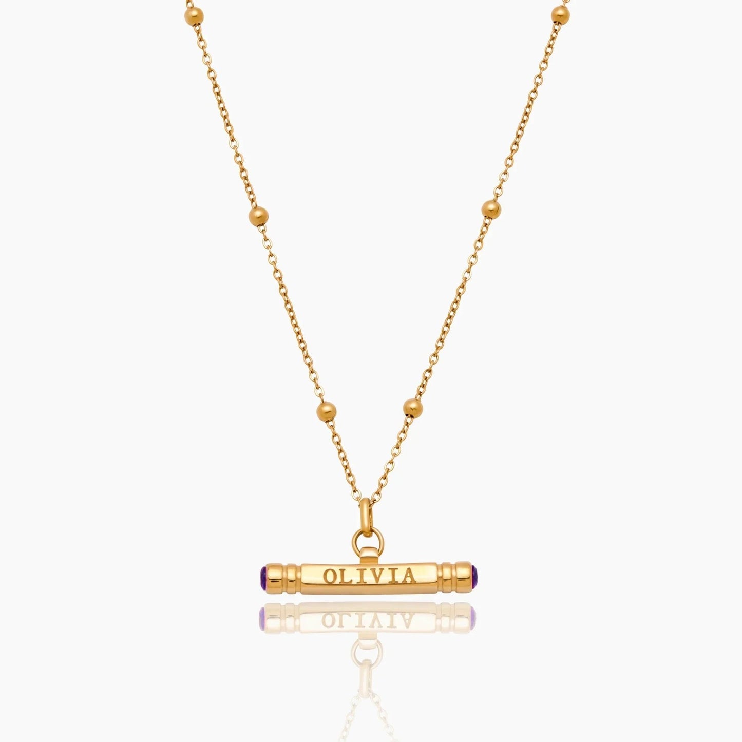 custom-name-birthstone-t-bar-necklace — Gold / Jun-Alexandrite