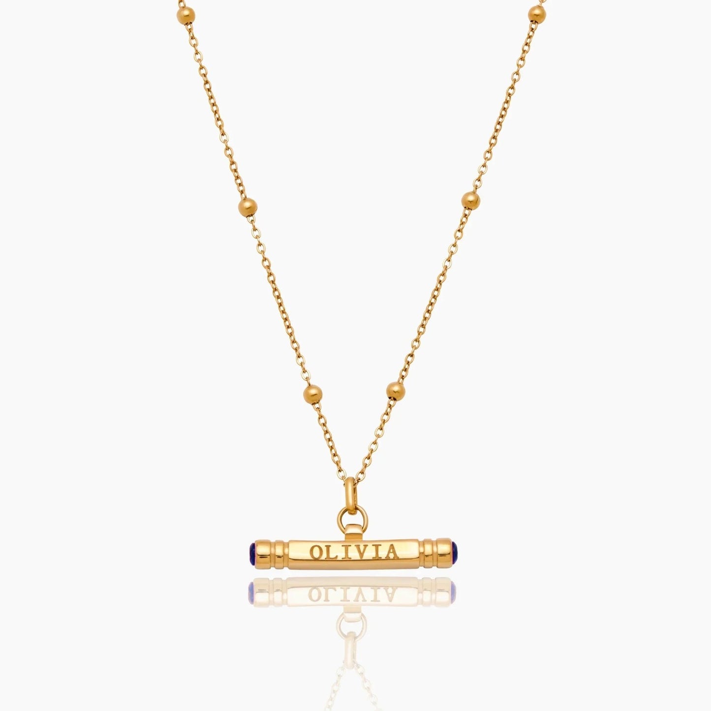 custom-name-birthstone-t-bar-necklace — Gold / Sep-Sapphire
