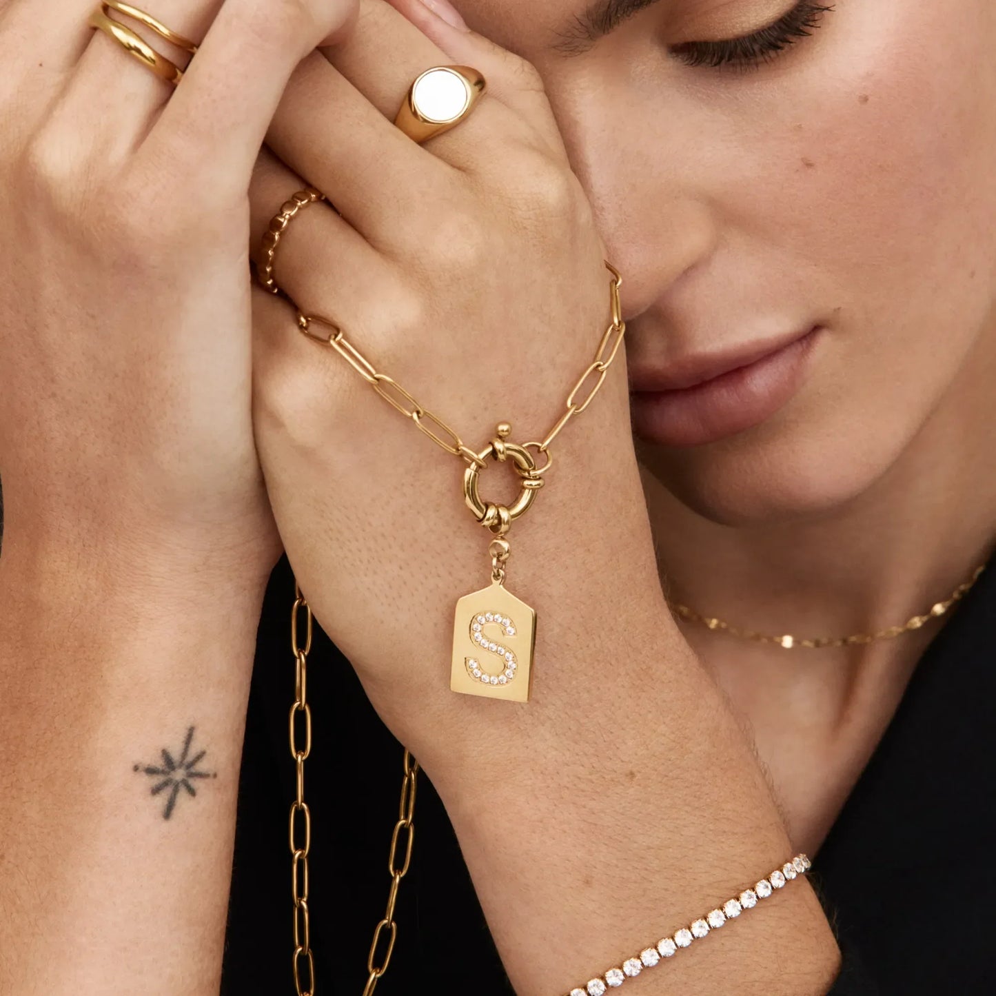 Pavè Initial Pendant Necklace