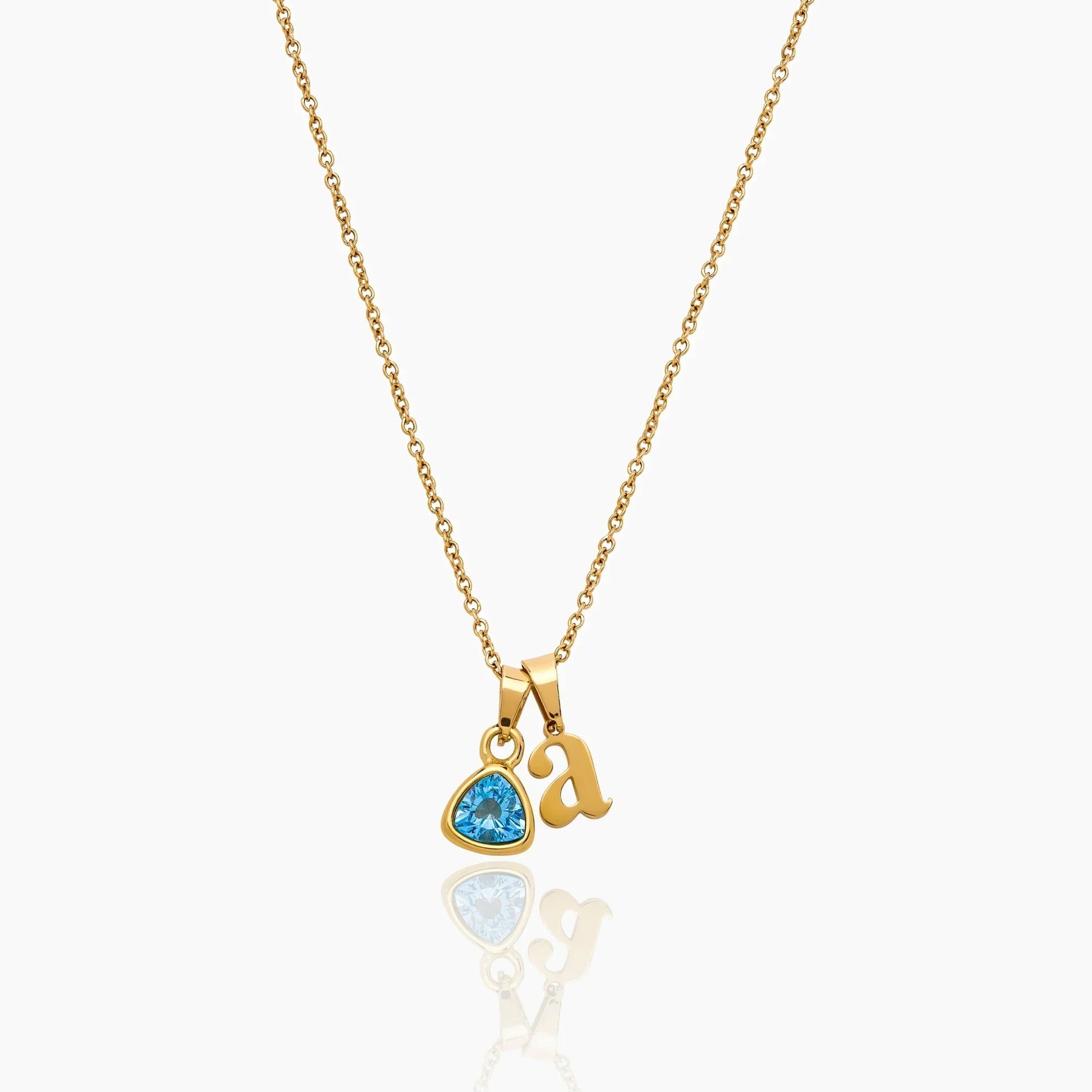 Cursive Initial & Birthstone Necklace
