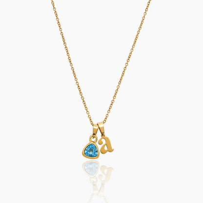 Cursive Initial & Birthstone Necklace