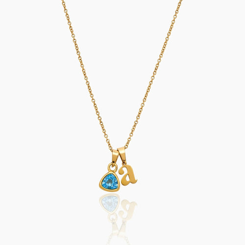 Cursive Initial & Birthstone Necklace