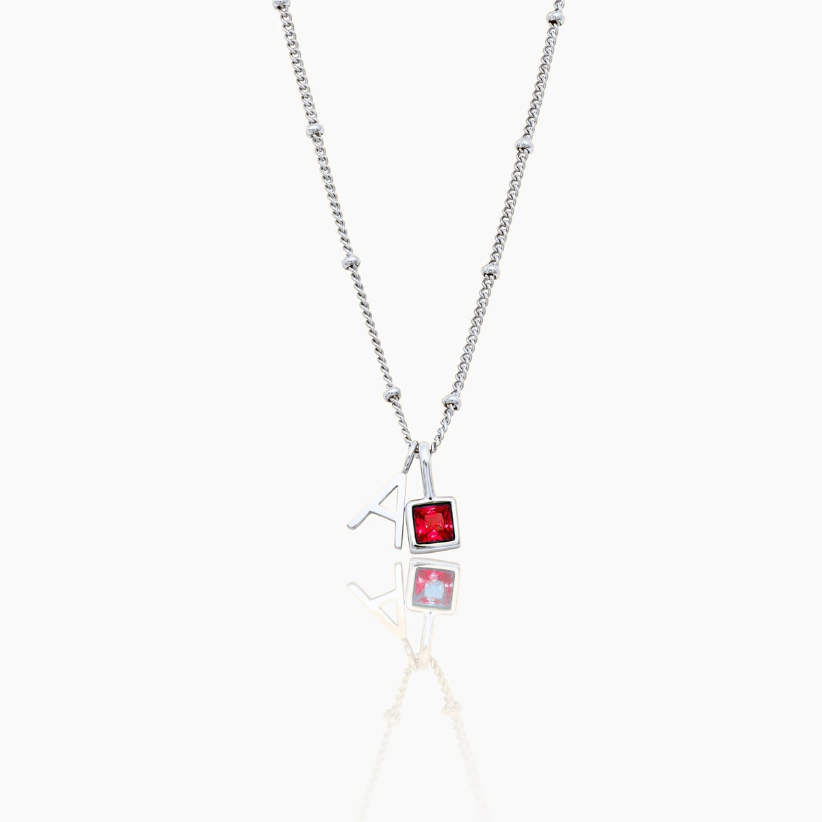 gem-initial-necklace — Silver / Jan-Garnet