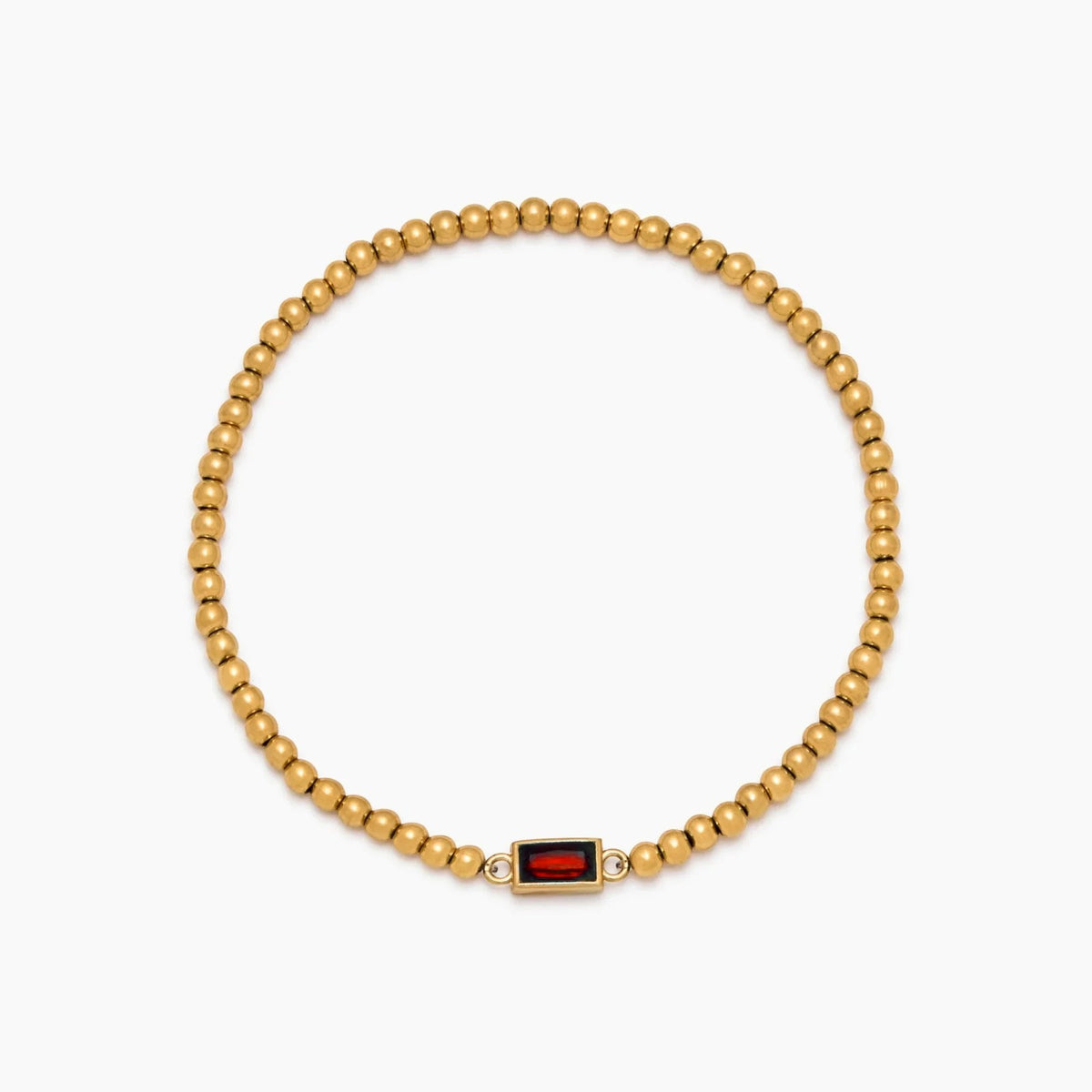 gold-beaded-birthstone-bracelet — Gold / Jan-Garnet