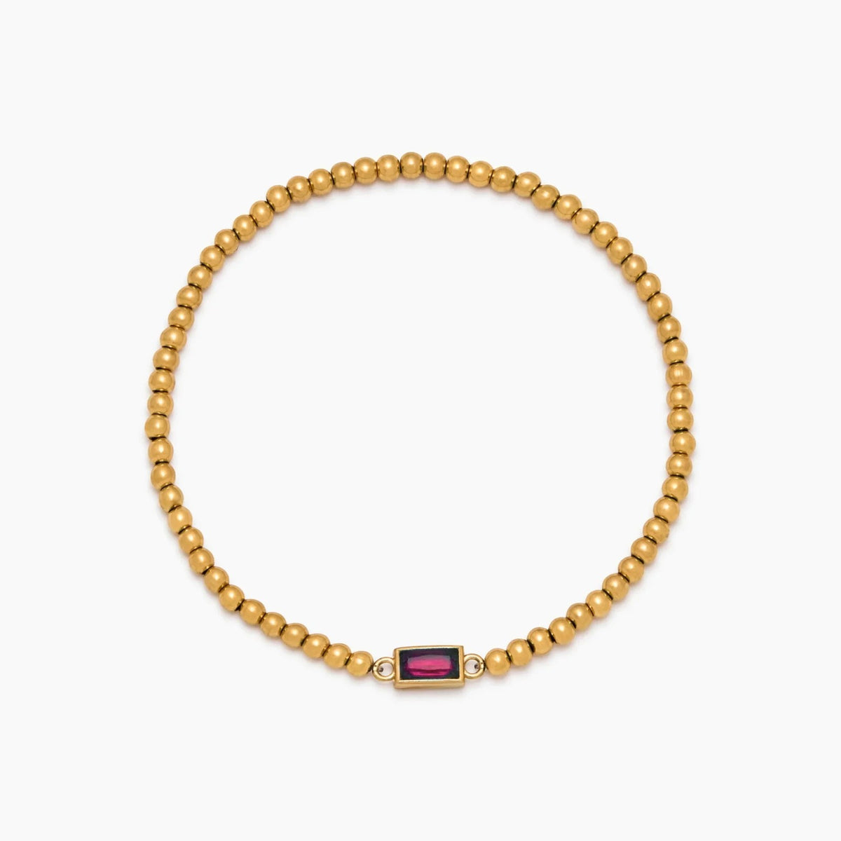gold-beaded-birthstone-bracelet — Gold / Oct-Pink Tourmaline