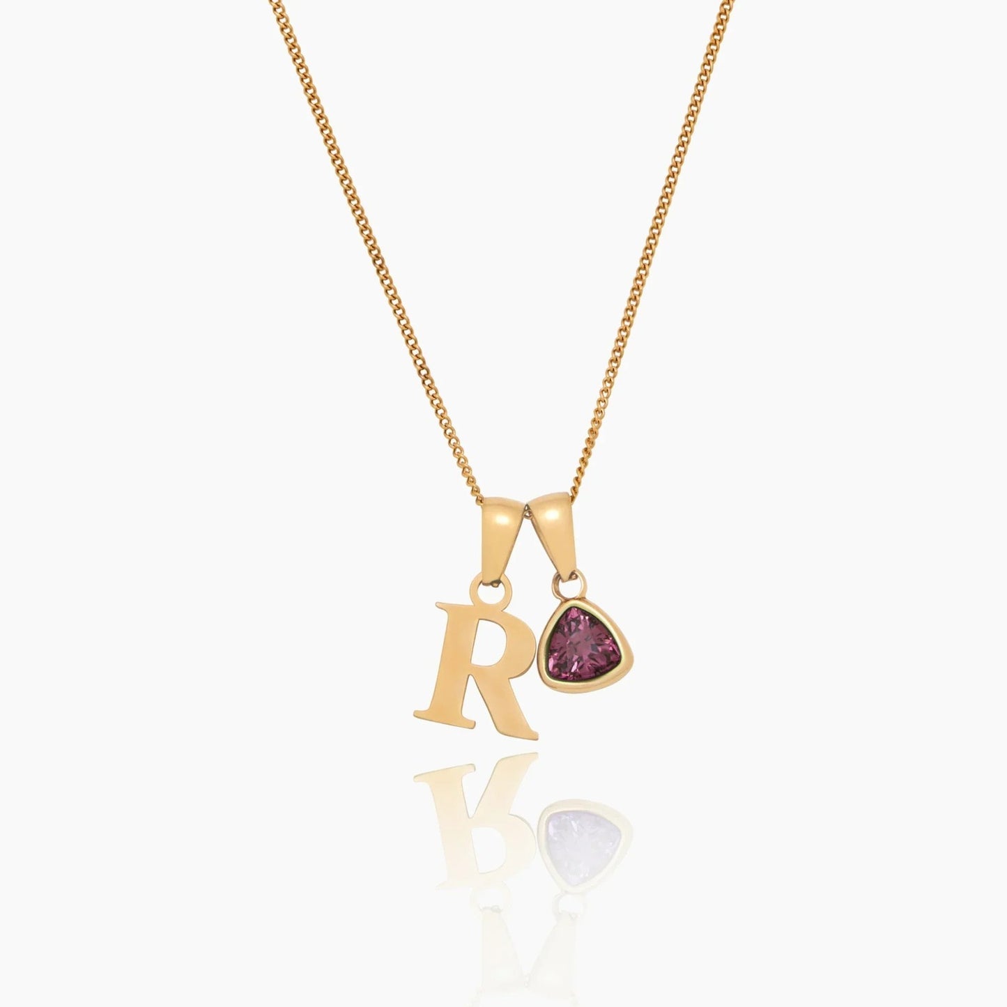 initial-birthstone-charm-necklace — Gold / July Ruby