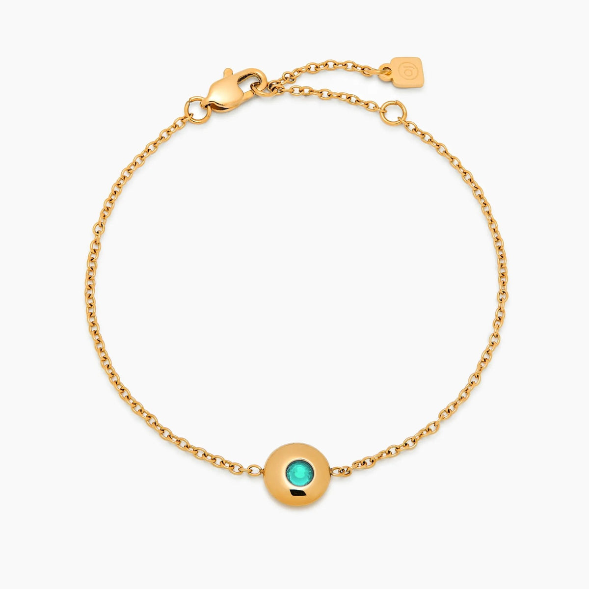 mini-birthstone-charm-bracelet — Gold / Mar-Aquamarine