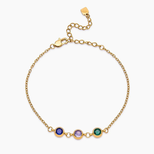 Personalised multi-birthstone bracelet gold — Olivia Jewelry