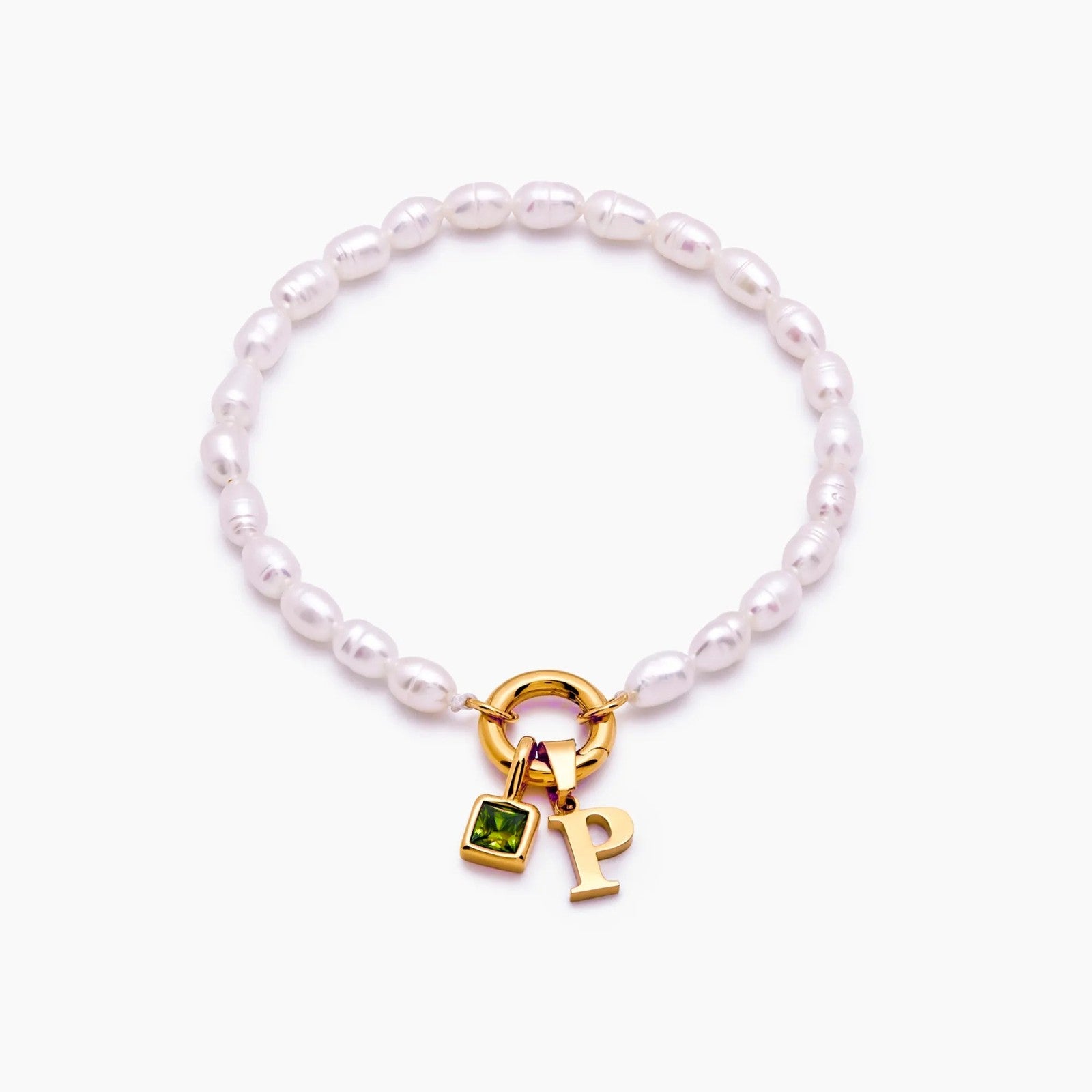pearl-initial-birthstone-bracelet — Gold / Nov-Citrine
