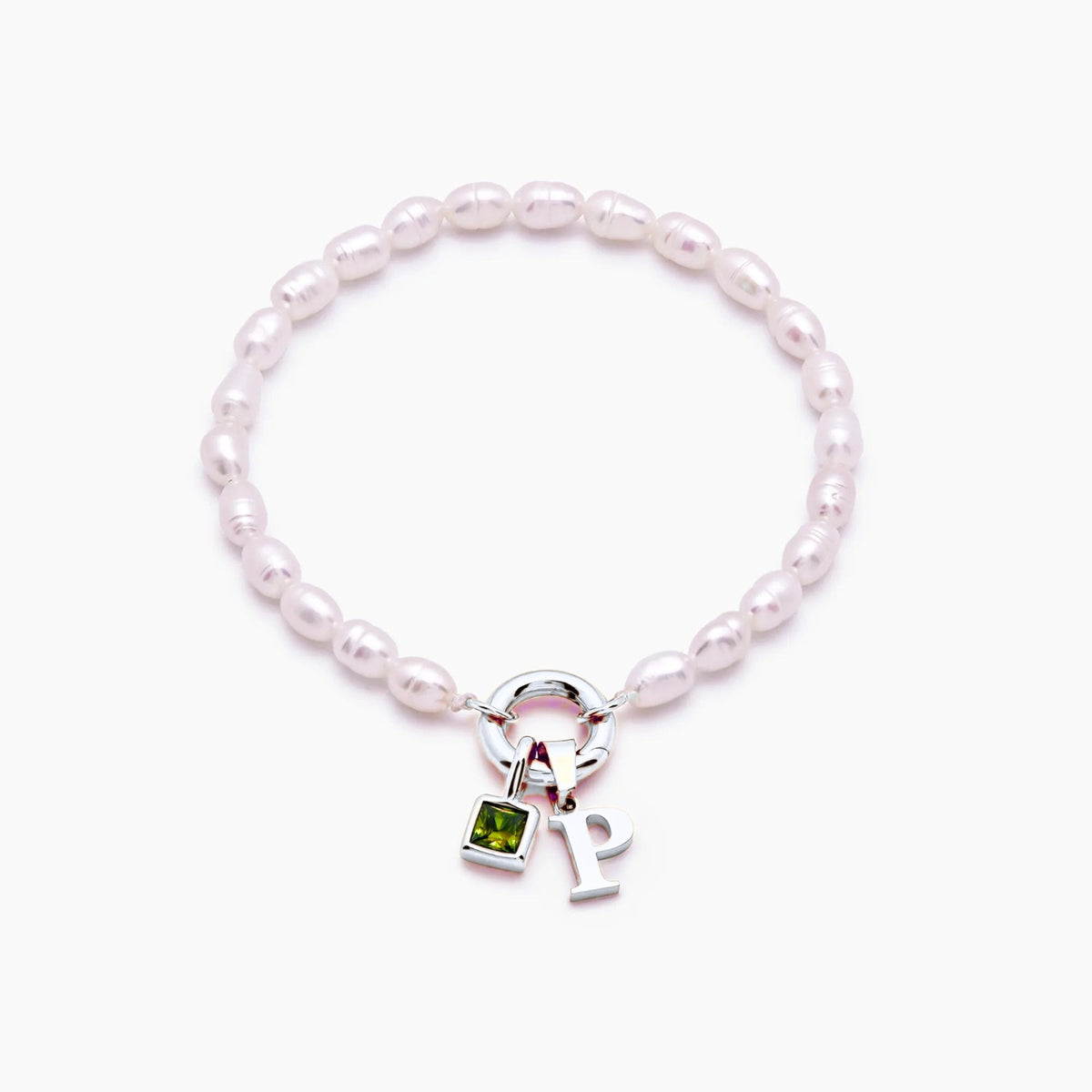 pearl-initial-birthstone-bracelet — Silver / Nov-Citrine